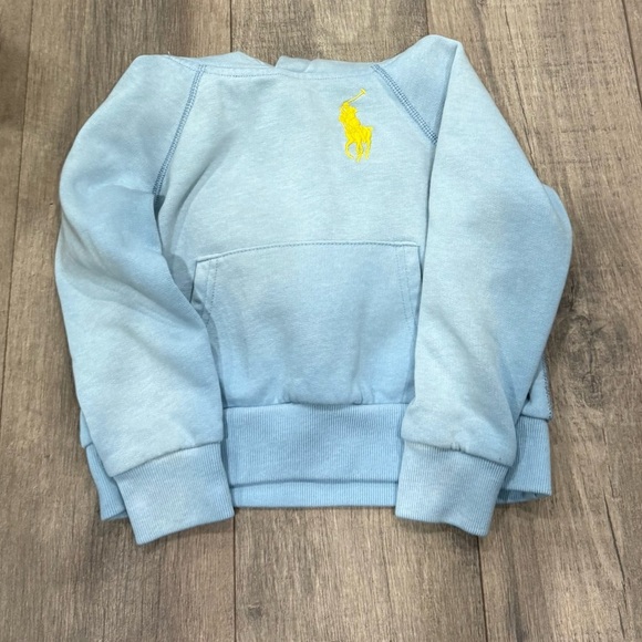 Polo by Ralph Lauren Light Blue Hoodie with Yellow Emblem 4T - Picture 5 of 5
